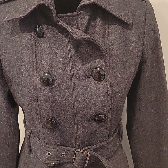 Guess Women's Double-Breasted Gray WOOL blend Coat size S - Picture 4 of 5